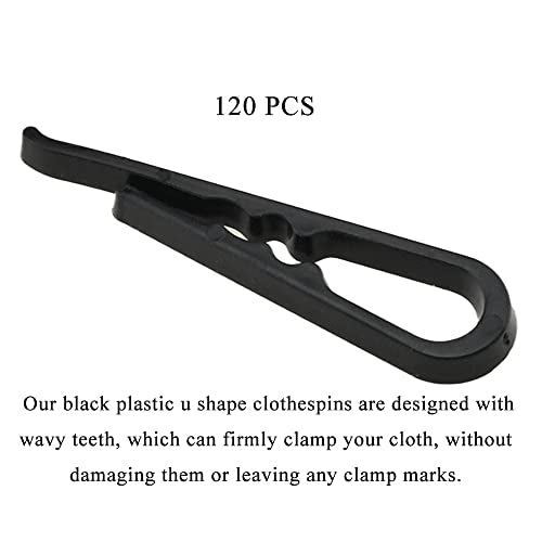 HAHIYO 2inch/50mm 120Pcs Black Plastic U Shape Alligator Clip, Clothespin Fabric Clip Garment Shirt Folding Clip with Teeth for Sewing Room Folding Sock Tie Pant Securing Fabric to Comic Book Board - size: Black - 2.0 inches - 120 Count - With Teeth