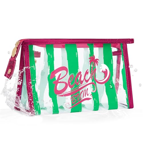 COSHAYSOO Sunscreen Bag Clear Makeup Toiletry Pouch Beach Vacation Essentials for Women Teen Girls Trip Gifts Summer Pool Travel Must Have Accessories Waterproof Stuff - color: Multi-Beach Bum
