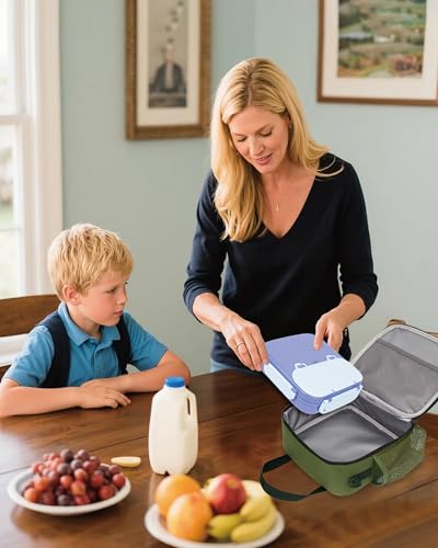Tactical-style Lunch Bag 5L Kids Lunch Bag with Adjustable Shoulder Strap Easy to Clean Leakproof Wipeable liner Toddler Lunch Box Bag for Boys Girls School and Daycare - color: Green