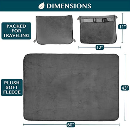 PAVILIA Travel Blanket Pillow, Soft Airplane Blanket 2-in-1 Combo Set, Plane Blanket Compact Packable, Flight Essentials Car Pillow, Travelers Gifts Accessories, Luggage Backpack Strap, 60x43 Gray - color: Gray