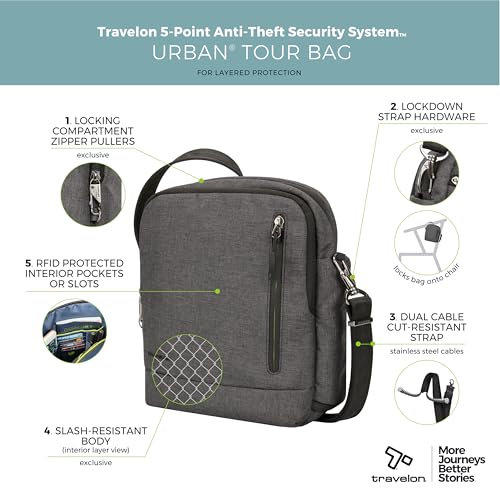 Travelon Anti Theft Urban Tour Bag - color: Slate