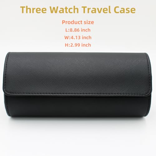 Watch Travel Case Portable Organizer - Luxury Watch Roll Travel Box Recycled Leather Watch Storage and Display for Men and Women (WCASE-3-VintageBlack) - color: VintageBlack, size: Three slots