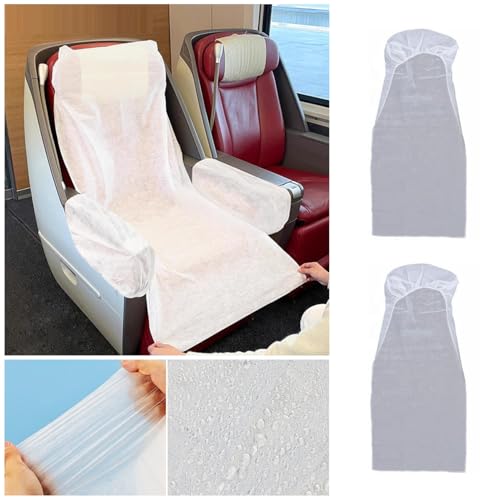 10 Pack Airplane Seat Covers Disposable Train Seat Cover with Armrest Sleeve for Oversea Flight Travel Essencials Trip Bus Seats Rental Car Seat Long Flight Airline Theatre Cinema Public Seats