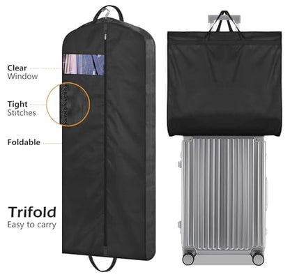 MISSLO 54" Garment Bags for Travel for Women Waterproof Dress Bags for Gowns Long Dress Cover for Gowns, Coats, Suits, Black, 3 Packs - size: 54 inch