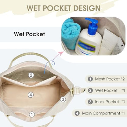 For Spirit Airlines Personal Item Bag Underseat Carry On Bag with Wet Pocket & Shoe Compartment & USB Charging Port - color: Beige