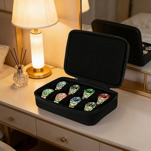 8 slots watch storage box, portable hard watch travel box, watch storage display storage box, padded watch portable box for watches - size: 8 Slots