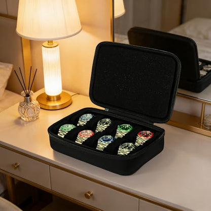 8 slots watch storage box, portable hard watch travel box, watch storage display storage box, padded watch portable box for watches - size: 8 Slots