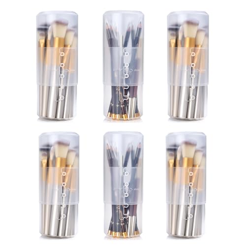 OCHEAL Makeup Brush Holders, 6 Pack of Make up Brushes Organizer Travel Case Retractable Plastic Travel Makeup Brush Holder For Vanity Makeup Artist Brushes Storage Cup - color: Plastic Clear-6pcs