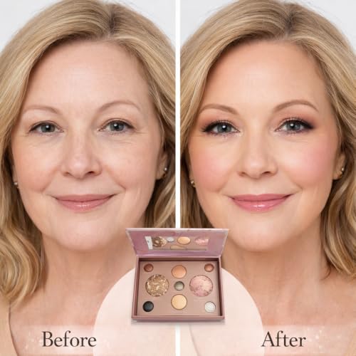 K'APEINE All-in-One Makeup Palette, 9 Colors Baked Face Kit Includes Eyeshadow, Blush, Highlighter & Bronzer | Waterproof Long-Wearing Party Cosmetics for Women - 03# - color: Rose Quartz Beach (9 Colors)