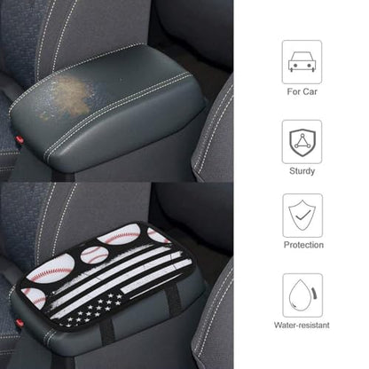 Auto Center Console Armrest Cover Baseball American Flag, Universal Soft Comfort Handrail Box Cushion for Car, Suitable for Most Vehicles - color: Picture (62)