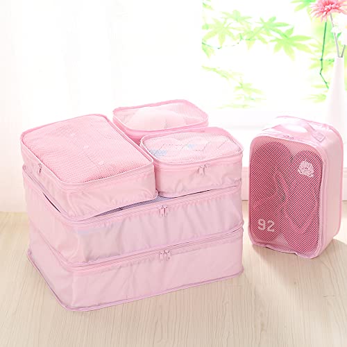 JJ POWER Travel Packing Cubes, Luggage Organizers with Shoe Bag - color: Pink