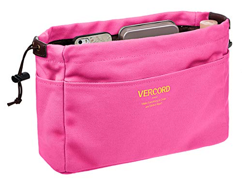 Vercord Canvas Handbag Organizers, Sturdy Purse Insert Organizer Bag in Bag, 10 Pockets Color Rose Small - color: Rose, size: Small