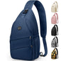 Pritent Crossbody Bags for Women Men Trendy Sling Bag Backpack Casual Chest Bag with Convertible Shoulder Strap - color: Navy Blue, size: Medium