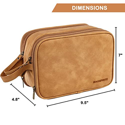 BAGSPRITE Large Toiletry Bag for Men, Women Travel Bag with Hanging Hook, Water-resistant Makeup Cosmetic Bag Shaving Kit Organizer, Bathroom Bag for Traveling - color: Brown