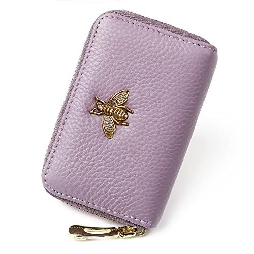 imeetu RFID Credit Card Holder, Small Leather Zipper Card Case Wallet for Women - color: Lite - Light Purple, size: Lite