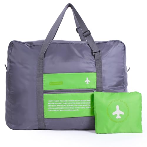 Travel Bag Spirit Airlines Personal Item Bag 18x14x8 Foldable Travel Duffel Bag Tote Carry on Luggage Duffle Overnight for Women and Men (Green) - color: Green