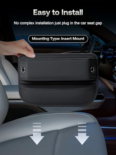 Premium Leather Car Seat Gap Filler Organizer (0.2”-1.2" Gaps), Clever Gifts for Car SUV Truck Owners (Black, 2 Pack) - color: 02 Black, 2 Pack
