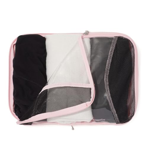Baggallini Compression Cube 3-piece set - Lightweight Compression Packing Cubes for Travel - color: BAGG PINK