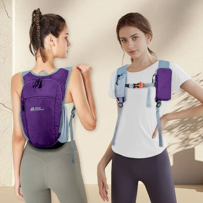 Hiking Backpack 10L/15L Small Daypack Lightweight Packable Travel Foldable Water Resistan for Women Men (Deep Purple, 15L) - color: Deep Purple, size: 15L