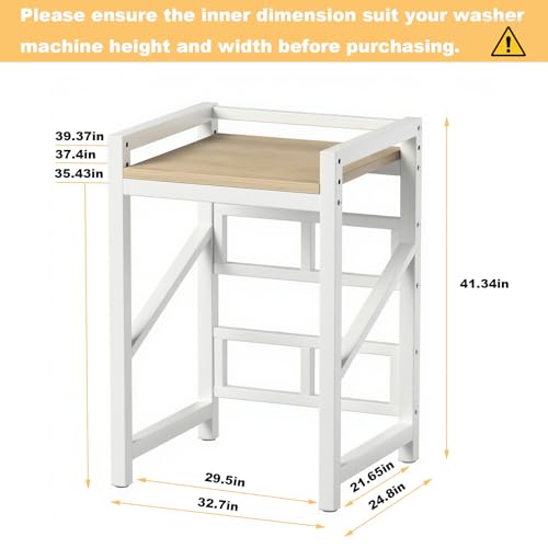 Washer Dryer Stacking Rack Kit 29.5in, Over the Washer and Dryer Storage Shelf for Laundry Room, Bathroom, Heavy Duty, Height Adjustable, 1.2mm Wall Thickness 660lbs Capacity (White, 29.5in) - color: White