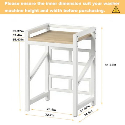 Washer Dryer Stacking Rack Kit 29.5in, Over the Washer and Dryer Storage Shelf for Laundry Room, Bathroom, Heavy Duty, Height Adjustable, 1.2mm Wall Thickness 660lbs Capacity (White, 29.5in) - color: White