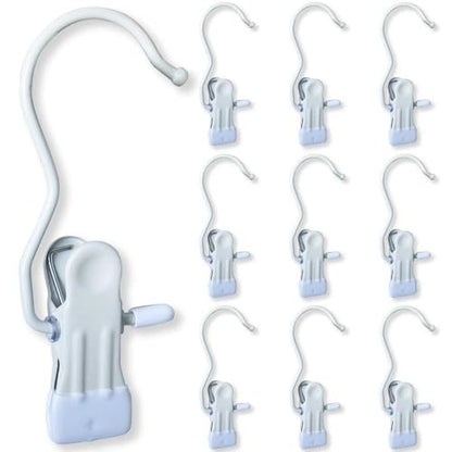 Hangers Clips,Stainless Hooks for Closet Hooks,Heavy Duty Clothespins Laundry Hanging Hooks,Travel Portable Clothes,Boot Tall Towel Hats Socks Pants and Bras (10, Matte White) - color: Matte White
