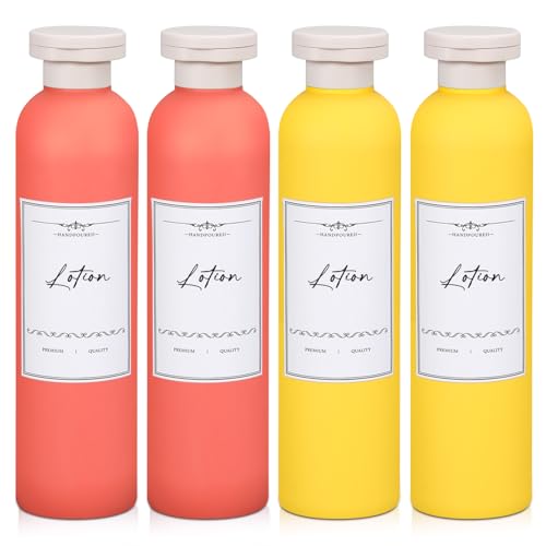 Travel Shampoo Bottle, Empty Plastic Squeeze Bottles 8.8oz with Flip Cap, Lotion Container for Toiletries Travel Size Shampoo and Conditioner - color: Yellow+orange
