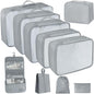 10 Pcs Set Packing Cubes - Travel Packing Organizers, Expandable Suitcase Organizer, Luggage Organizer Bags - color: GREY