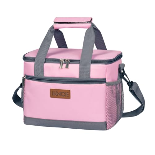 iknoe Insulated Lunch Bag, Foldable 8.5L Cooler Bag for Men & Women, Leakproof Thermal Design, Great for Office, Picnic, Travel, Lunch Box, Pink - color: Pink, size: Medium