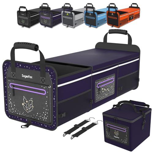 SugarFox Car Trunk Organizer | Foldable, Waterproof | Trunk Organizer for SUV/Cars | Car Organizers & Storage - Car Accessories for Women -M004 (Purple With Ice Pack, X-Large) - color: Purple With Ice Pack, size: X-Large