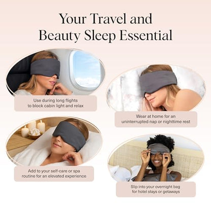 Kitsch Satin Sleep Mask - Eye Masks for Sleep, Softer Than Silk Satin Sleeping Mask Blindfold and Sleep Masks for Women and Men, Eye Care Travel Essentials - Charcoal Black - color: Charcoal Black