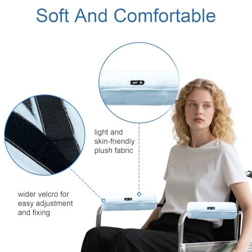 SPRING SEAON Wheelchair Armrest Covers 2 Pack Soft Memory Foam Wheelchair armrest Pads Wicking Washable for Office Transport Chair (Sky Blue) - color: Light Blue