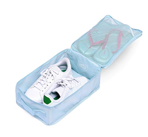 Travel Shoe Bags, Foldable Waterproof Shoe Pouches Organizer-Double Layer (8 Blue Shoe Bags) - color: Blue, size: 8 Packs