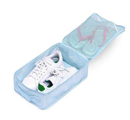 Travel Shoe Bags, Foldable Waterproof Shoe Pouches Organizer-Double Layer (8 Blue Shoe Bags) - color: Blue, size: 8 Packs