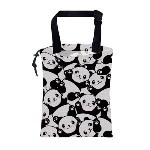 Car Garbage Bag Cute Black Panda Drawstring Car Trash Bag Hanging for Back Seat with Adjustable Buckle Canvas Vehicle Trash Can Easy-to-Install - color: Cute Black Panda