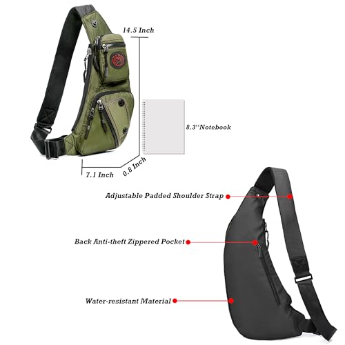NICGID Sling Bag Chest Shoulder Backpack Crossbody Bags Casual Daypack for Men Women (Army green-2620N) - color: Army Green-2620n