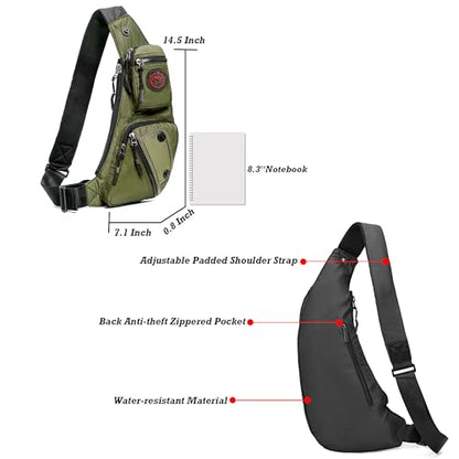 NICGID Sling Bag Chest Shoulder Backpack Crossbody Bags Casual Daypack for Men Women (Army green-2620N) - color: Army Green-2620n