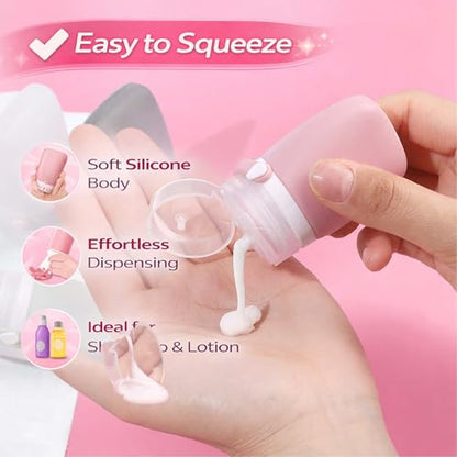2 oz Silicone Travel Bottles, Leakproof Squeeze Bottle Mini Travel Size Container for Toiletries Lotion Shampoo and Conditioner Liquid Salad Dressing to go Condiment, TSA Approved, 4 Pack - color: Green, White, Clear, size: 2 oz