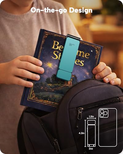 86lux Book Light, Rechargeable Clip-On LED Reading Light for Bed & Night Use - 3 Color Temperatures with Stepless Dimming, Ultralight Bookmark Design for Kids, Book Lovers, Cyan - color: Cyan
