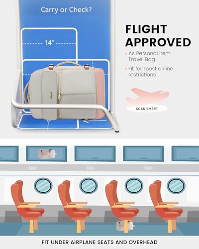 LOVEVOOK Carry On Backpack, 40L Travel Backpack Women with 3 Packing Cubes, TSA Airline Approved Suitcase Bag as Personal Item, Waterproof 17 inch Laptop Backpack for Weekender Overnight,Grey Pink - color: Grey Pink, size: 40L-17.3 Inch-4Pcs