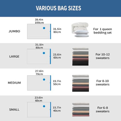 20 Pack Space Saver Vacuum Storage Bags Curated Set | Vacuum Sealed Compression Bags With Electric Pump, Space Saving For Clothing, Travel, Moving, Blankets, Comforters, Pillows - size: 20-Pack-E