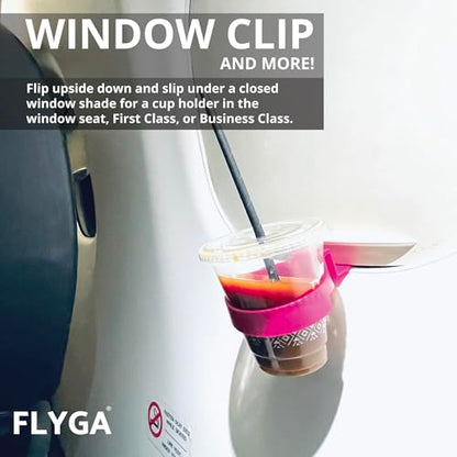 FLYGA Airplane Cup/Phone Holder Travel Accessory (Pink) Must Have Airplane Travel Essential Accessory for Flying Travel Gift Ideas