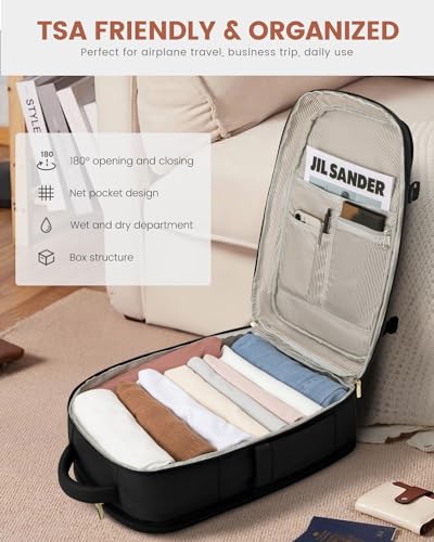 LOVEVOOK Carry on Backpack, 50L Large Travel Backpack For Airplanes, TSA Personal Item Travel Bag, Waterproof Daypack Fits 18 Inch Laptop, Business Weekender Overnight With 3 Packing Cubes, Black - color: Black, size: 50l-18 Inch-4pcs