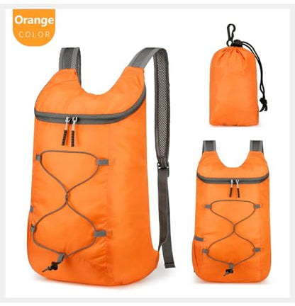 levayhill 16L Foldable Hiking Backpack,Small Packable Daypack,Orange | Lightweight ,Outdoor Collapsible Rucksack,Ultralight Folding Back Pack, Water Repellent, Men Women Travel Gym, Easy Carry-on - color: Orange