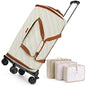 Rolling Garment Bags for Travel - Carry on Convertible Garment Duffle Bags with Wheels for Men Women, 4 in 1 Large Travel Duffel Bags with Shoes Compartment Hanging Suit Dress Weekender Bag 4pcs Set - color: Beige