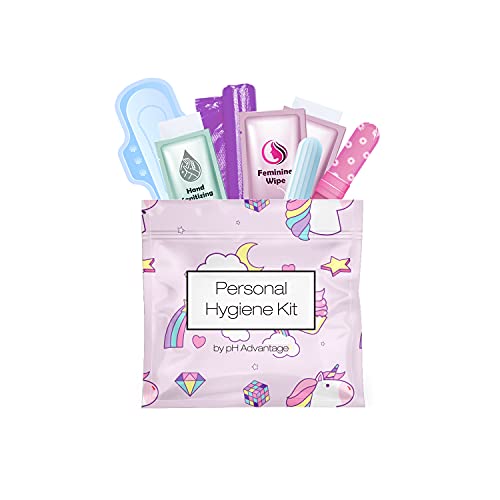 Menstrual Kit All-in-One | Convenience on The Go | Single Period Kit Pack for Travelling, Tweens & Teenagers | Individually Wrapped Feminine Hygiene Products (Rainbows and Unicorns) - color: Rainbows and Unicorns