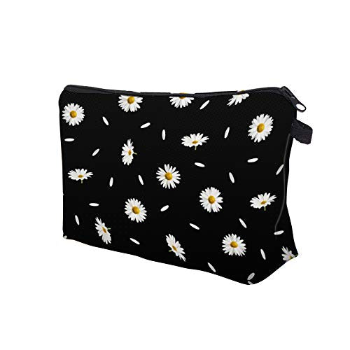Cute Travel Makeup Bag Cosmetic Bag Small Pouch Gift for Women (Daisy Black) - color: Daisy Black