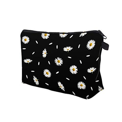 Cute Travel Makeup Bag Cosmetic Bag Small Pouch Gift for Women (Daisy Black) - color: Daisy Black