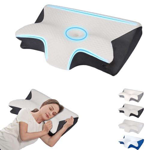 Sleep Apnea Pillow Hospitality Collection, Cervical Pillows for Neck Pain Relief, Ergonomic Contour Orthopedic Pillow for Shoulder Pain & Support, Cozy Memory Foam Neck Pillow for Side Sleeper(Black) - color: Black