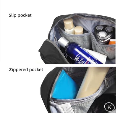 Travel Toiletry Bag 5L, Compact Travel Organizer with Waterproof TPU Wet/Dry Compartment - color: Black Stealth, size: 5L